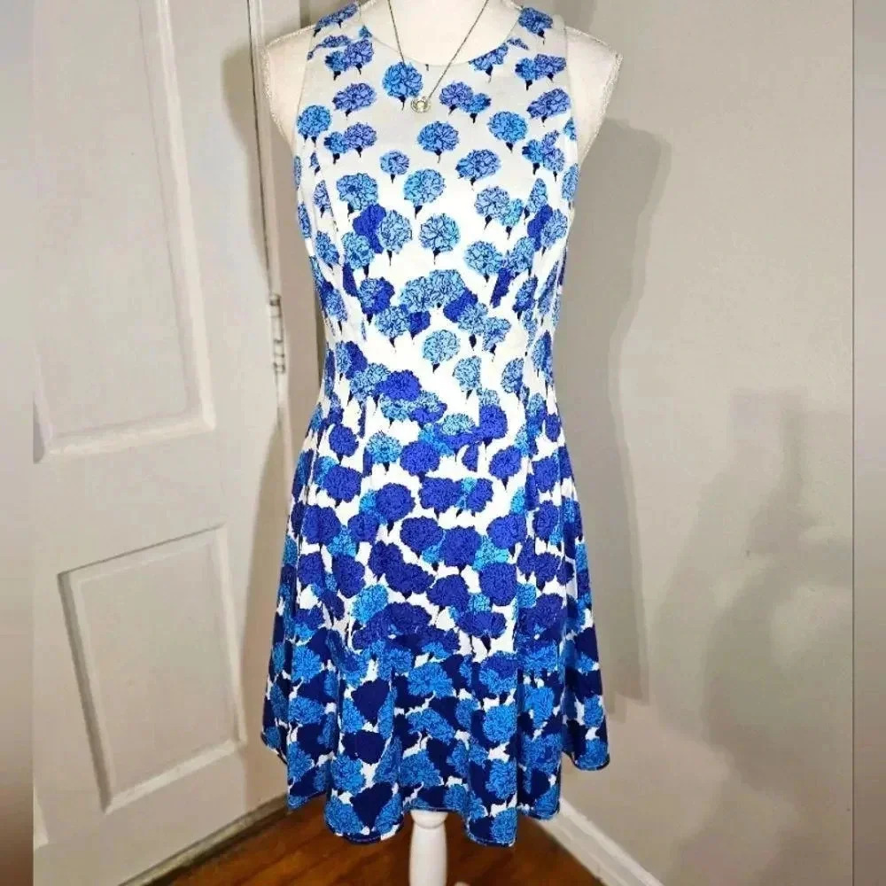 Maggy L Charming Blue Floral A-Line Dress